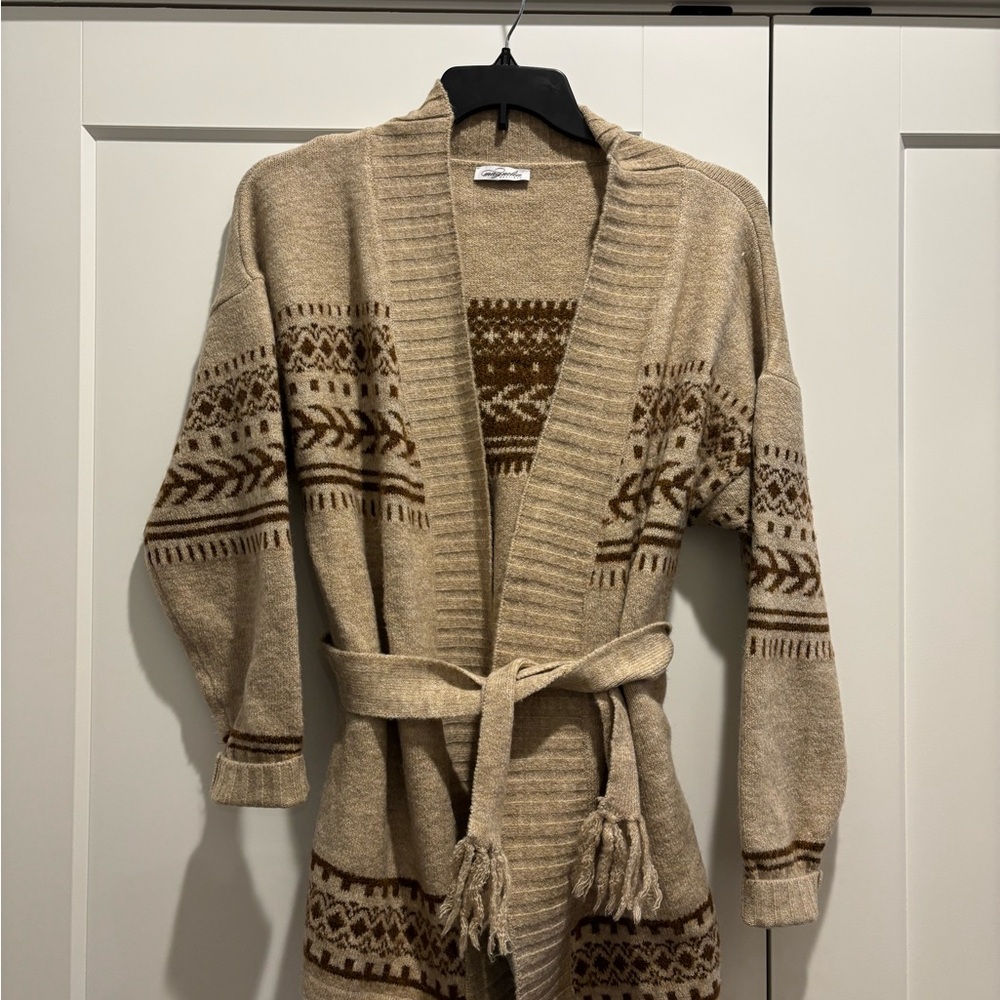 Magnolia Oatmeal and Chocolate Knit Cardigan